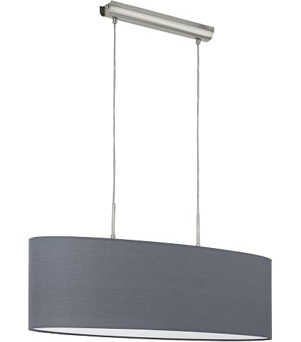 EGLO Pendelleuchte Zacharo 1 – Hängeleuchte Für Esstisch, 70 Cm Ø, 6x4W E27, Stahl/Holz/Glas, Nickel-matt