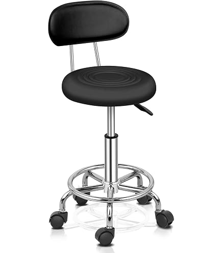 Tabouret Bureau Réglable SONGMICS - Hauteur 50-70cm, Pivotant 360°, Assise Rembourrée - Noir