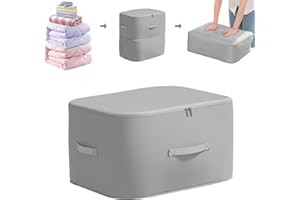 BriLumin Scatole per Vestiti con Cerniera 120L, Conservazione e Organizzazione dei Vestiti, Scatola portaoggetti con Manico Rinforzato, per Piumini, Cuscini, Vestiti, Biancheria da Letto, Coperta