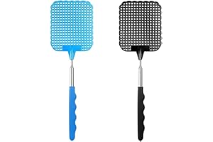 ILamourCar Fliegenklatsche, 2 Stück Ausziehbare Teleskop Fliegenklatschen Manuelle Swat Schädlingsbekämpfung für Fliegen, Mücken und Insekten, Blau + Schwarz