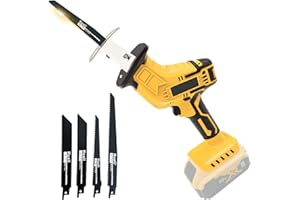 SQUAELTIRS Cordless Reciprocating Saw, Compatible with Dewalt 20V Battery Quick Replacement 3000 SPM 4 Saw Blade LED Work Light for Wood/Metal/PVC Cutting(No Battery)