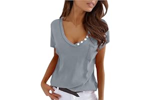 Zilosconcy Maglietta Donna Scollo a V Maglietta Manica Corta Donna Elegante T Shirt Casual T Shirt Estiva Base Tee Camicia Donna Estive Blusa Elegante Magliette T Shirt Donna Manica Corta