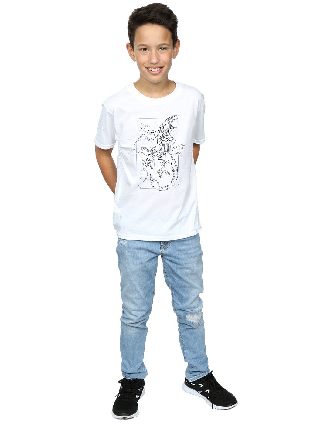 Absolute-Cult-Harry-Potter-Jungen-Dragon-Line-Art-T-Shirt
