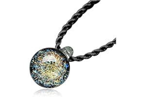 Jovivi Collana girocollo in vetro lavorato a lume di nebulosa naturale, universo unico, galassia, spazio, collana girocollo per donne e ragazze, serie Nebula Ribbon Planet