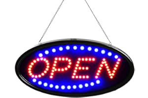 FITNATE Letrero Abierto de Neón LED, Letrero Luminoso LED Abierto, Dos Modos de Luz Intermitente y Constante, para Negocios, Paredes, Escaparates, Tiendas, Bares, Hoteles, 48 x 25 cm