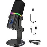 Coverzone Profesyonel St&uuml;dyo Mikrofon Kayıt Condenser Masa&uuml;st&uuml; Canlı Yayın Mikrofonu PC USB C, Oyun, Podcast, Kayıt, Yayın, A