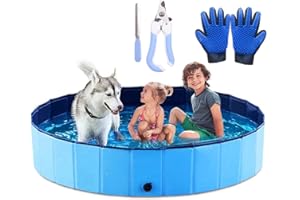 Icelus 160 * 30 cm Hundepool,Faltbarer Hunde Planschbecken Swimmingpool Katzen Hundebadewanne Pool Für Hund Katze PVC Rutschfester Haustier Badewan