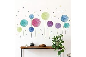 Runtoo Adesivi Murali Dente di Leone Adesivi da Parete Fiori e Farfalle Decorazioni Muro Bambini Camera da Letto Soggiorno