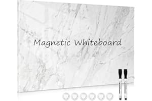 DOLLAR BOSS Magnetic Board for Wall, Magnetic Whiteboard 30 x 40 cm, Magnetic Notice Board Dry Erase Memo Board Magnet Board for home kitchen office, Include 6 Magnets 2 Dy Erase Markers, White Marble