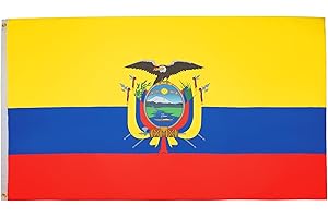 AZ FLAG - Bandera Ecuador - 150x90 cm - Bandera Ecuatoriana 100% Poliéster Con Ojales de Metal integrados - 110g - Colores Vivos Y Resistente A La Decoloración