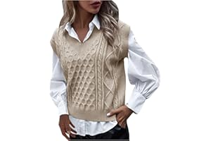 Sanahy Women Sleeveless Solid Color Knitted Sweater Vest Loose Streetwear Preppy Style Knitwear V Neck Crop Tank Top Casual Pullover