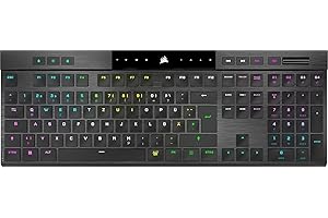 ‎CORSAIR CORSAIR K100 AIR WIRELESS RGB Ultradünne Mechanische Gaming-Tastatur - CHERRY MX Low Profile Taktile Schalter - Bluetooth - iCUE-Kompatibel - PC, Mac, PS5, PS4, Xbox - QWERTZ DE - Schwarz