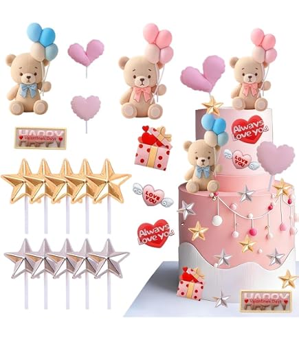 8 Decorazioni Per Torta Gender Reveal – Orsetto, Cavallo A Dondolo, Auto, Tutina, Scritte Boy/Girl, In Resina Glitterata, Per Battesimo E Compleanno
