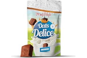 FITSTYLE Harina de avena Integral SIN GLUTEN 500g sabor BROWNIE| Para recetas | Sin azúcar añadido y fuente de fibra | Mantiene el sabor