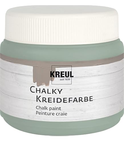 KREUL 75305 - Chalky Kreidefarbe im Set, 4 x 150 ml Farbe in Snow White, Mademoiselle Rosé, Sir Petrol und Noble Nougat, sanft - matte Farbe, cremig deckend, schnelltrocknend KREUL 75305 - Chalky Kreidefarbe im Set, 4 x 150 ml Farbe in Snow White, Mademoiselle Rosé, Sir Petrol und Noble Nougat, sanft - matte Farbe, cremig deckend, schnelltrocknend