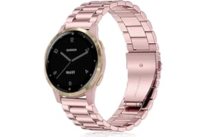 Issinlky band for Garmin Vivoactive 4S/Venu 2S/Venu 3S/Vivomove 3S, 18mm band Stainless Steel Metal for Fossil Ladies Gen 6/Fossil Ladies Gen 5E/Fossil Ladies Q Venture HR Gen 4/Gen 3
