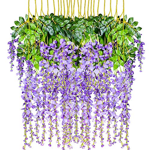Attvn Flores Artificiales Seda Wisteria - 12 Piezas Flores Artificial Plantas Decoración para Decoraciones de la Boda Home Garden Party Holiday Decor
