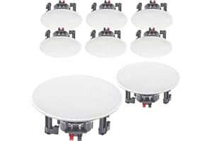 EAUDIO E-Audio B402C 8 Inch Ceiling Speakers 180W Moisture Resistant 2-Way Polymer Tweeter (Set of Eight)