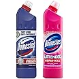 Domestos Thick Bleach Original Blue & Pink Set - 750 ml Each for Powerful Bathroom and Toilet Cleaning