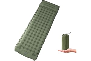 I LITTON Matelas de Camping, Matelas Gonflable, Tapis de Couchage Ultraléger avec Pompe à Pied et Oreiller, Matelas Gonflable Résistant à l'eau pour Camping, Voyage, Plage, Tente, Sac de Couchage