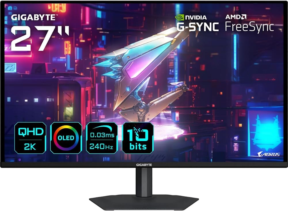 GIGABYTE GO27Q24A 27" 240Hz 0.03ms 2K G-Sync HDR10 QHD QD-OLED Pivot Gaming (Oyuncu) Monitör