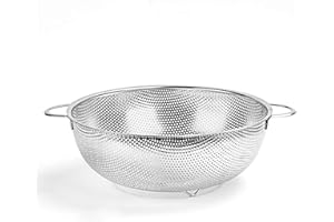 HaWare Colander Stainless Steel, 5-Quart Large Colanders with Handle & Base, Metal Micro-Perforated Strainer for Kitchen Pasta/Vegetable/Rice/Fruit/Food - Dishwasher Safe(28cm)