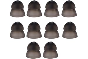 KAKAKE 10pcs Hearing Aid Domes, Soft and Comfortable Silicone Hearing Aid Power Domes, 8mm Double Layer Closed Type Washable Anti Static Ear Tips(Black)