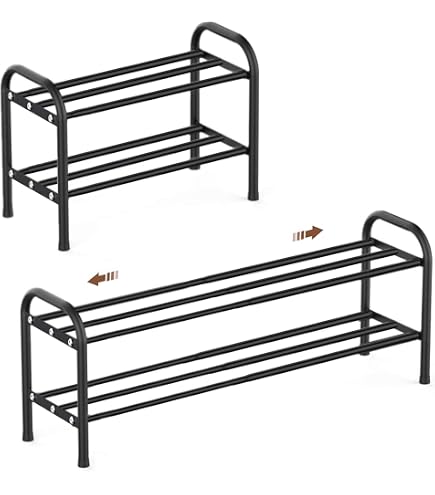 Rangement à Chaussures Métal 3 Étages - Rack 9 Paires - Noir Mat - Compact 65x25x53,5 Cm - Pour Entrée, Chambre, Dressing - 5