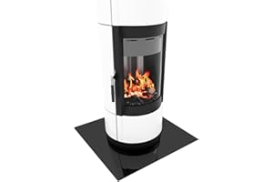 ‎BIJON BIJON Glasplatte Schwarz Quadrat für Kaminofen mit Dichtlippe, Glasbodenplatte - Funkenschutzplatte Glas mit polierter Kante, Kaminglas Bodenplatte, Stärke 6mm 80x80 cm