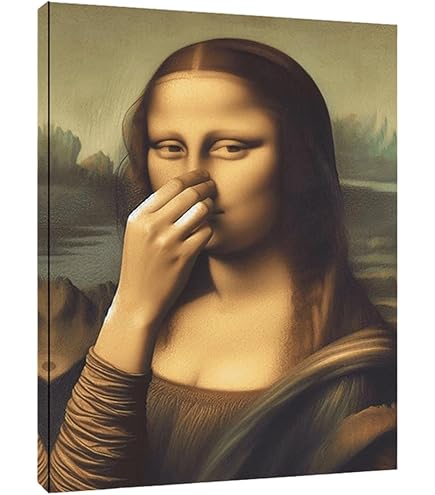 Affiche Toile Humour Salle De Bain Joconde - 40x60 Cm, Sans Cadre, Impression HD, Déco Fun Pour WC, Cuisine, Bureau
