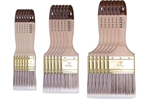 HARDY WORKING TOOLS Zestaw płaskich pędzli 18-częściowy, 6 sztuk – 25, 50, 75 mm szerokości, zestaw pędzli malarskich z drewnianym uchwytem, zestaw pędzli do lakieru, seria 45*, 18 szt., A0282-030500