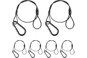 jindaaudio Câble Noir de Sécurité avec Boucles (lot de 6), Charge Max 25kg, pour Éclairage de Scène, Suspendus sur des traverses（diamètre 2mm/0.08in, longueur 30cm/11.82in)
