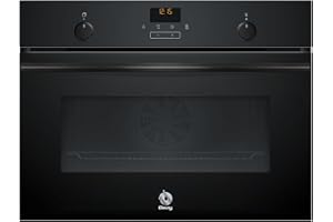 Balay - Horno compacto multifunción, 45 cm, Aqualisis, Control Comfort, Raíles Flex, Cristal Negro, 3CB5159N3