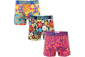 OddBalls Mens Boxers Multipack – 3 Classic Fit Cotton Boxer Shorts, Underwear with Elastic Waistband – Breathable, Soft Mens Boxer Briefs