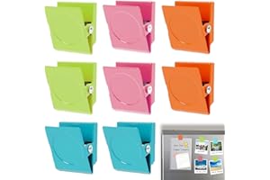 LUCTHY Fridge Magnets Clips 8pcs, Strong Square Whiteboard Magnets Coloured Magnetic Clips Scratch-Resistant for Kids and Adults (Color Square 8pcs)
