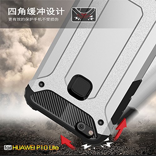 Fundas Huawei P10 lite Nova lite XINYUNEW TPU PC  Regalo Cristal Vidrio Templado  Premium Armadura H  brido caja de la armadura para el tel  fono Silicona Carcasa Case Funda para Huawei P10 lite Nova lite Oro