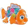 Nizomi Transparent Gear Fish Toy, Baby Lights Music Light Fish Toy, Newborn Musical Early Educational Toy, Ideal Fish Toy for Floor Play, Swimming Pool Kids Bath Toys Birthday Christmas Gift