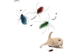 Hjvvr 3pcs Cat toys,Kitty Feather Toys,Simulated Insects Cat Toys for Pet (Not include Road)