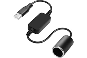 CERRXIAN Cable convertidor de 1 pie USB A macho a 12 V 18 W para encendedor de coche, cable convertidor para cámara de salpicadero, detector de radar, GPS, barras de luz LED de coche y otros