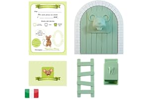 MFS MYFUTURSHOP Myfuturshop® Topolino dei denti Porta Magica, Scatola per il dente, Scala, 4 certificati di Dente Pulito. Regalo originale per ragazzo e ragazza. VERSIONE ITALIANA (VERDE)