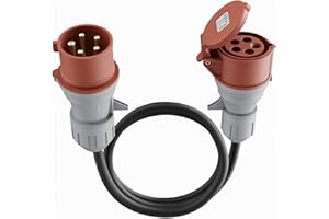 NEOLENTA CEE 32A Stecker auf 16A Kupplung Adapter [400V, 3-phasig, 2m], 5-Poliger Starkstrom Adapter 32A auf 16A mit Schutzart IP44