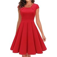 GOOBGS Women's 1950s Retro Swing Dress - Spaghetti Strap Cocktail Dress With Pockets, Burgundy - View #4