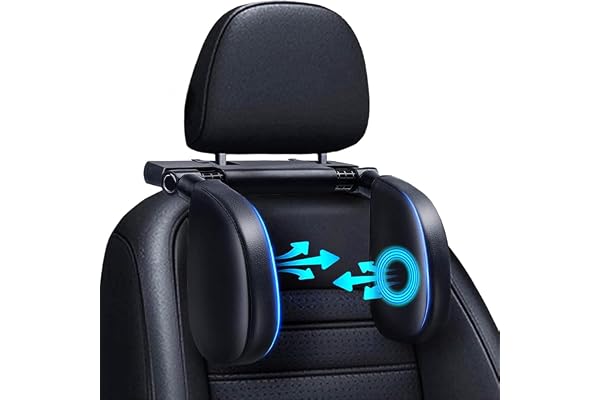 Repose Tete Voiture, Cale Tete Enfant Voiture, Rotation à 360 ° Appuie Tete Voiture Réglable avec Mousse à Mémoire de Forme Douce - pour Enfants et Adultes, Ideal pour Dormir en Voiture Voyage(Noir)