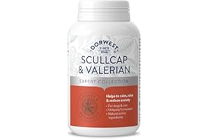 DORWEST HERBS Scullcap & Valerian Calming Tablets for Dogs and Cats, 500 Tablets, Natural Dog Calming Supplements for Stress and Anxiety Relief – Sugar-Free, Non-Drowsy, Light Yellow Tablet, 14DOR018