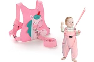 ZNDFTW Baby Reins, Pink Unicorn Baby Walking Harness and Toddler Safety Harness, Baby Reins Safety Leash Baby Toddler Anti Lost Belt Reins for Toddlers Boys and Girls 1-5 Years
