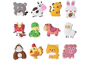XUZOPIM 12 Pezzi Magnetici Animali per Frigorifichi e Tavoli Neri - Decorativi per Bambini con Disegni Animali - Giochi Educativi e Regali per Prescolari