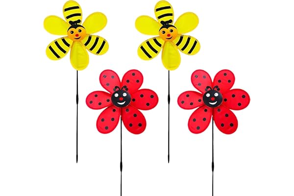 Girandole Colorate - 67cm Set 4 Pezzi ABS | Struttura Antivento e Resistente alle Intemperie | Decorazioni da Esterno per Giardino
