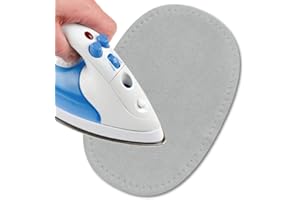 USIT, Toppe Scamosciate Termoadesive, 16x11 cm, Ideali per Riparare Pantaloni, Giacche e Camicie, Tinte Inalterabili, 2 Pezzi, Grigio Chiaro