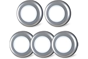 STAR-SPANGLED Mini Luce adesiva a batteria, Luce Notturna LED per Scale, Armadio, Sottopensile, Cucina, Corridoio, Camere per Bambini [Argento, Bianca Fredda, 5 Pezzi]