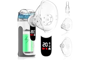 LIFOCI Nebulizador Bebe - Nebulizador Portatil Recargable para Adultos Niños con Malla Micrométrica, Control Manual para Ahorrar Medicamento, Batería 1200mAh, 3 Modos, Autolimpieza, Pantalla LED (Gris)